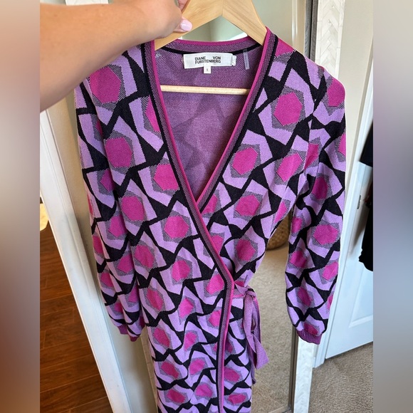 Diane Von Furstenberg Alexio Wrap Boho Dress Long Sleeve - Picture 7 of 11